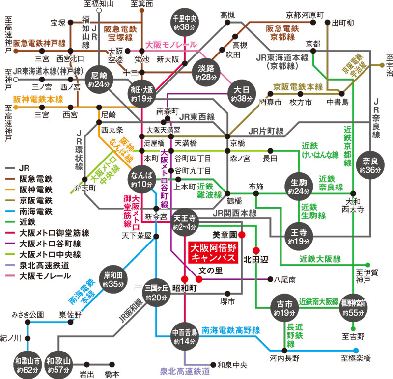 大阪茨木キャンパスへの交通アクセス 図
